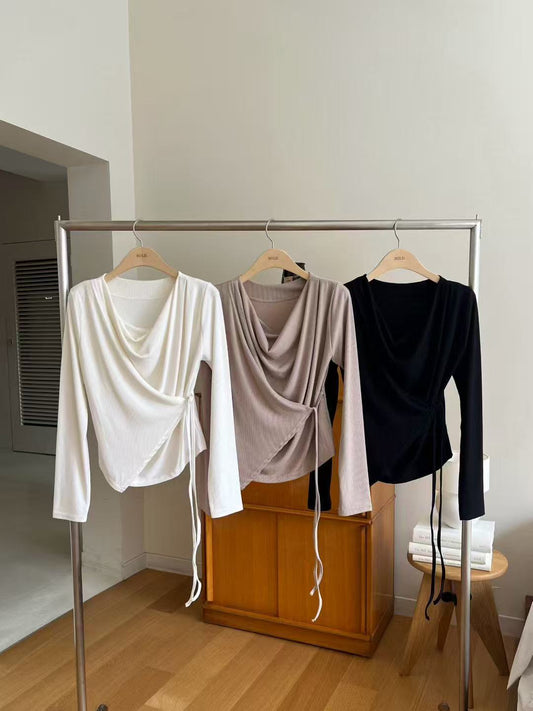 Tied Cross Long Sleeves Top