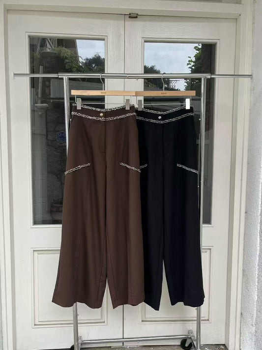 Tweed Outline Chiffon Pants