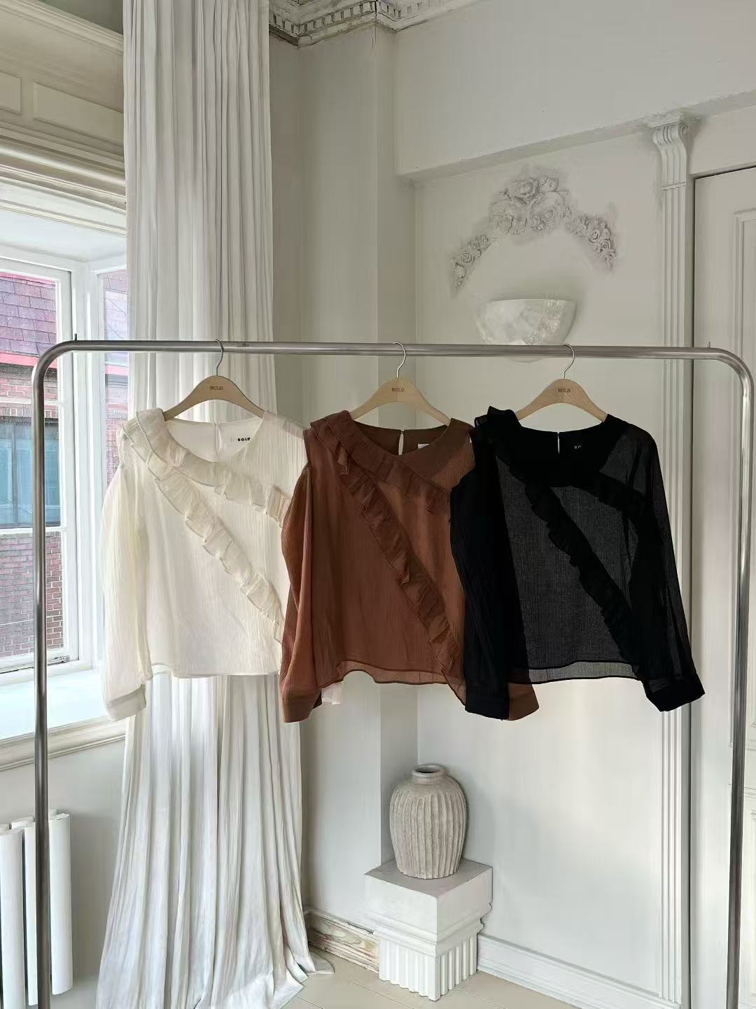 Chiffon Ruffles Long Sleeves Top