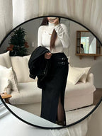 Belt in Slit Maxi Dress