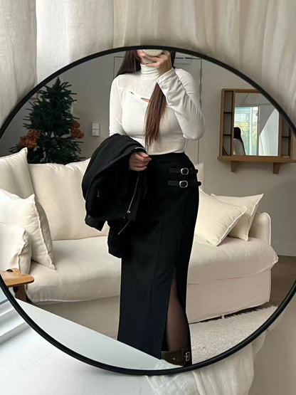 Belt in Slit Maxi Dress