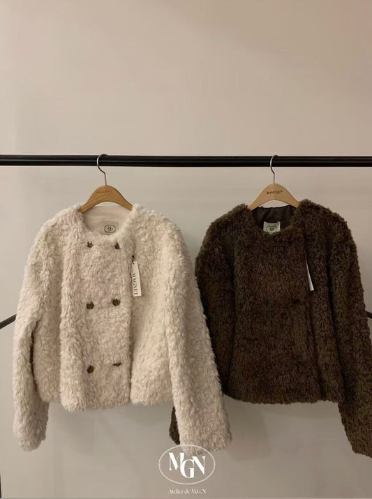 Fluffy Button Jacket