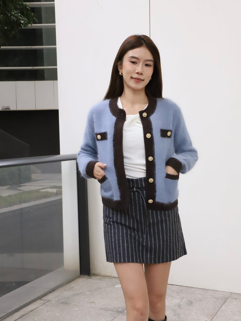 Lined Wool Skirt with Thin Belt