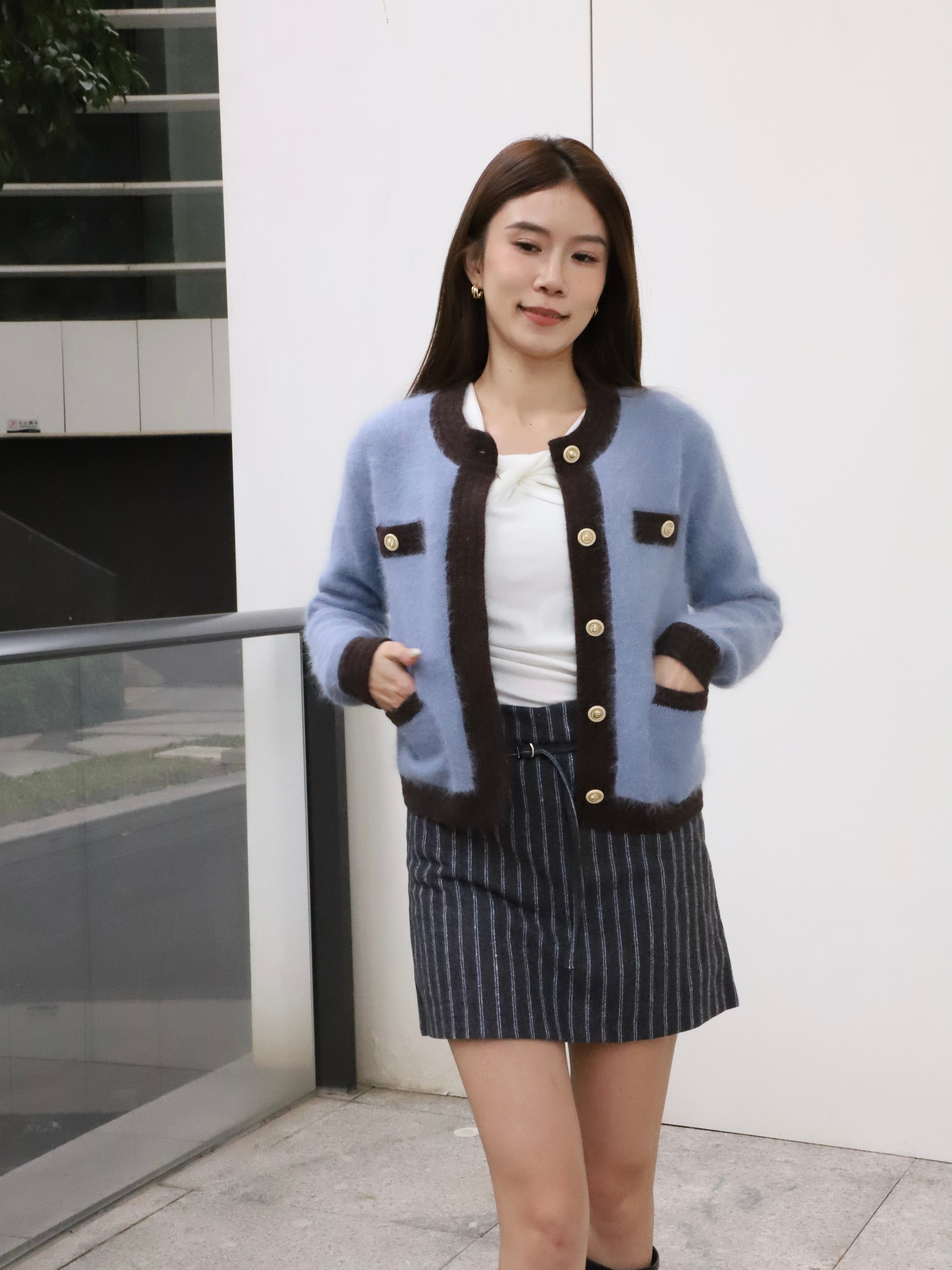 Lined Wool Skirt with Thin Belt