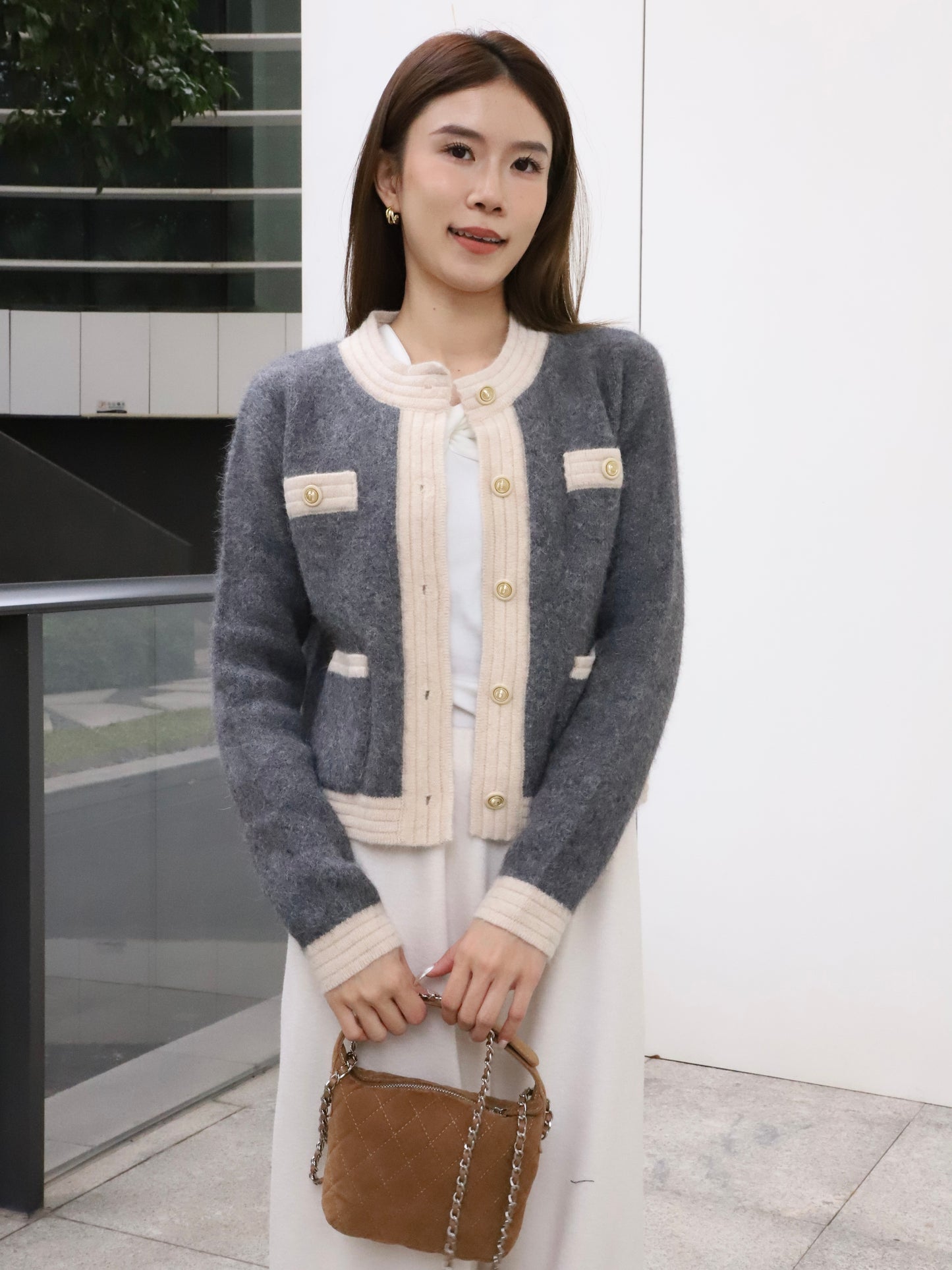 Tweed Fluffy Cardigan