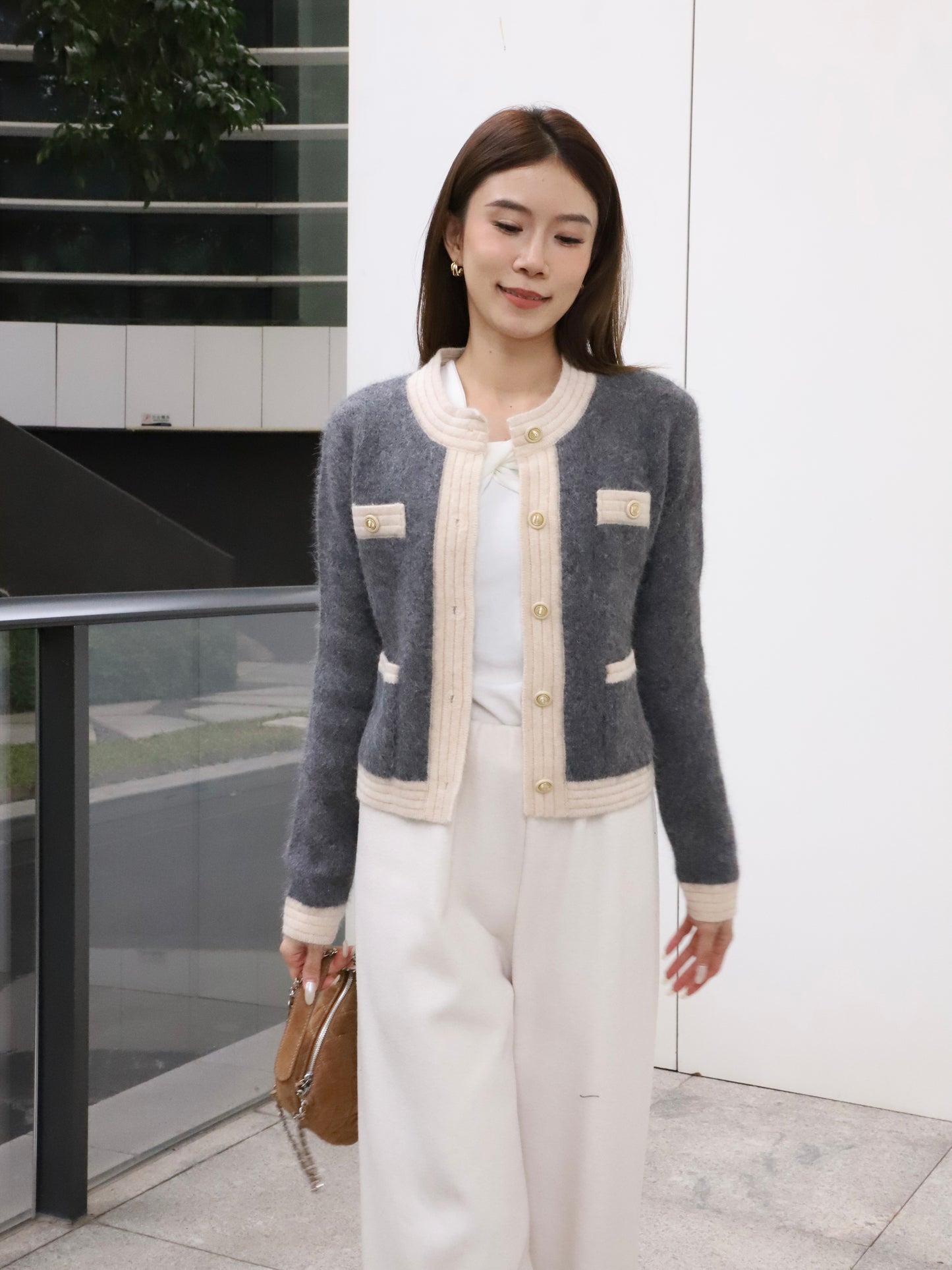 Tweed Fluffy Cardigan