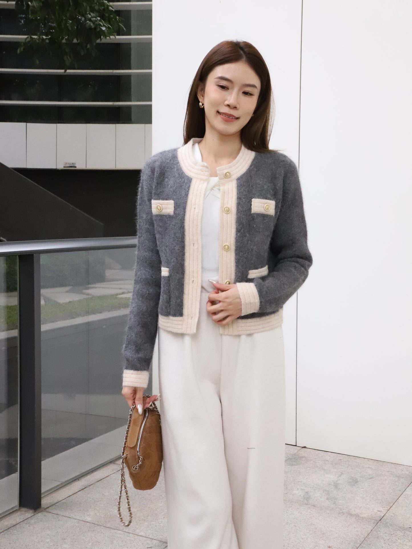 Tweed Fluffy Cardigan