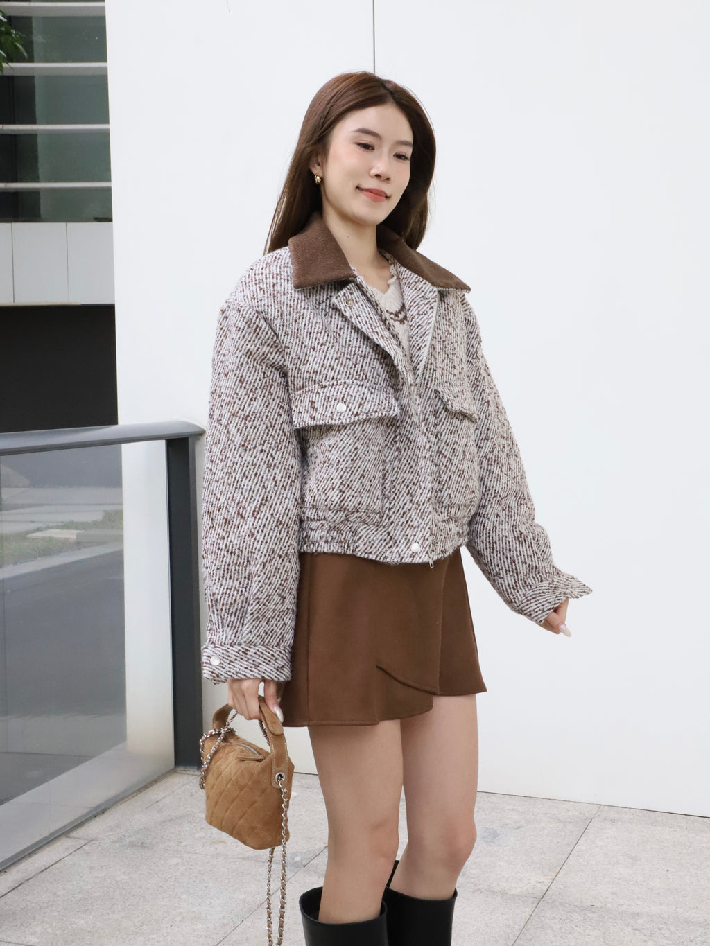 Tweed Style Collar Jacket