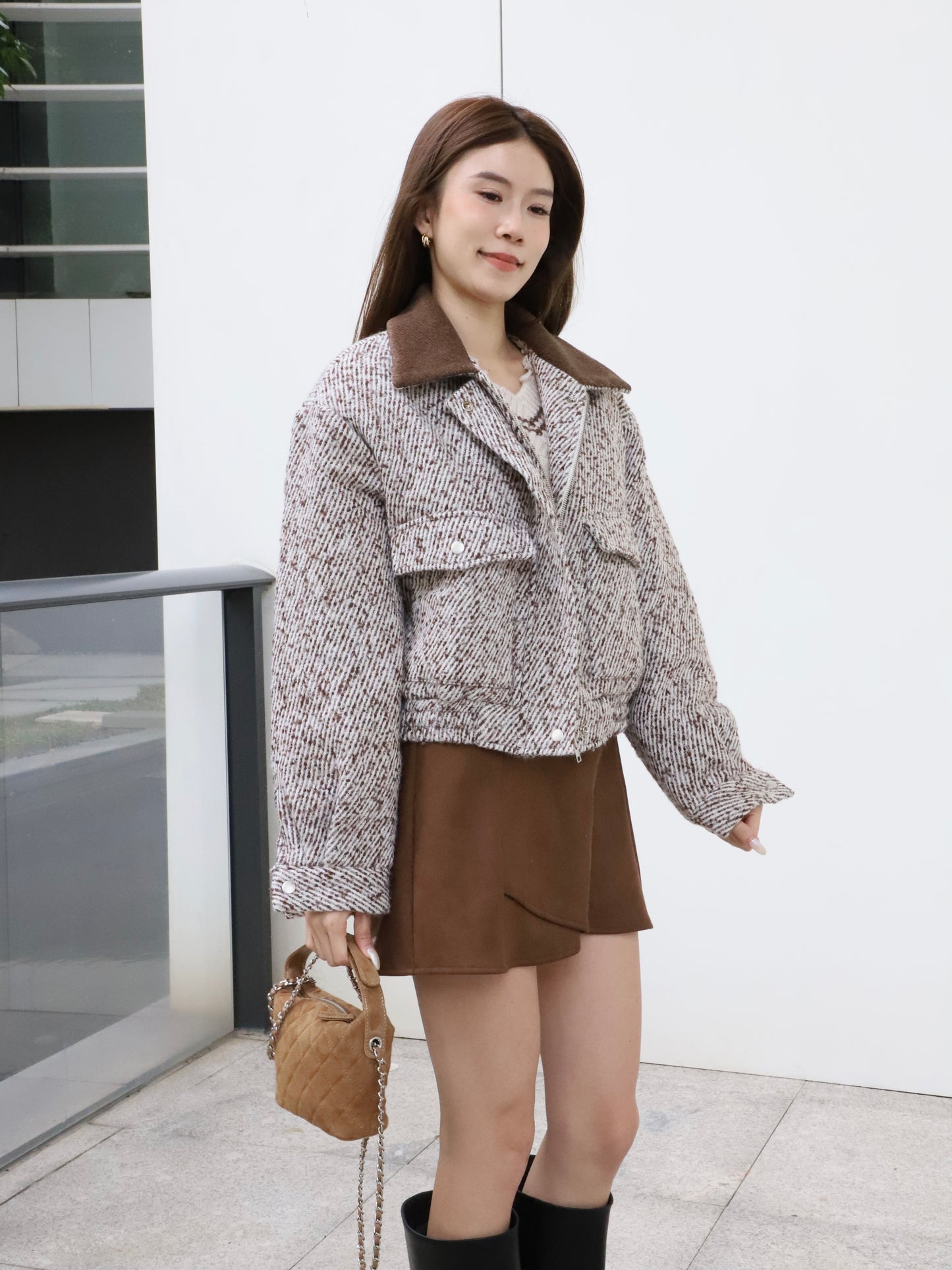 Tweed Style Collar Jacket