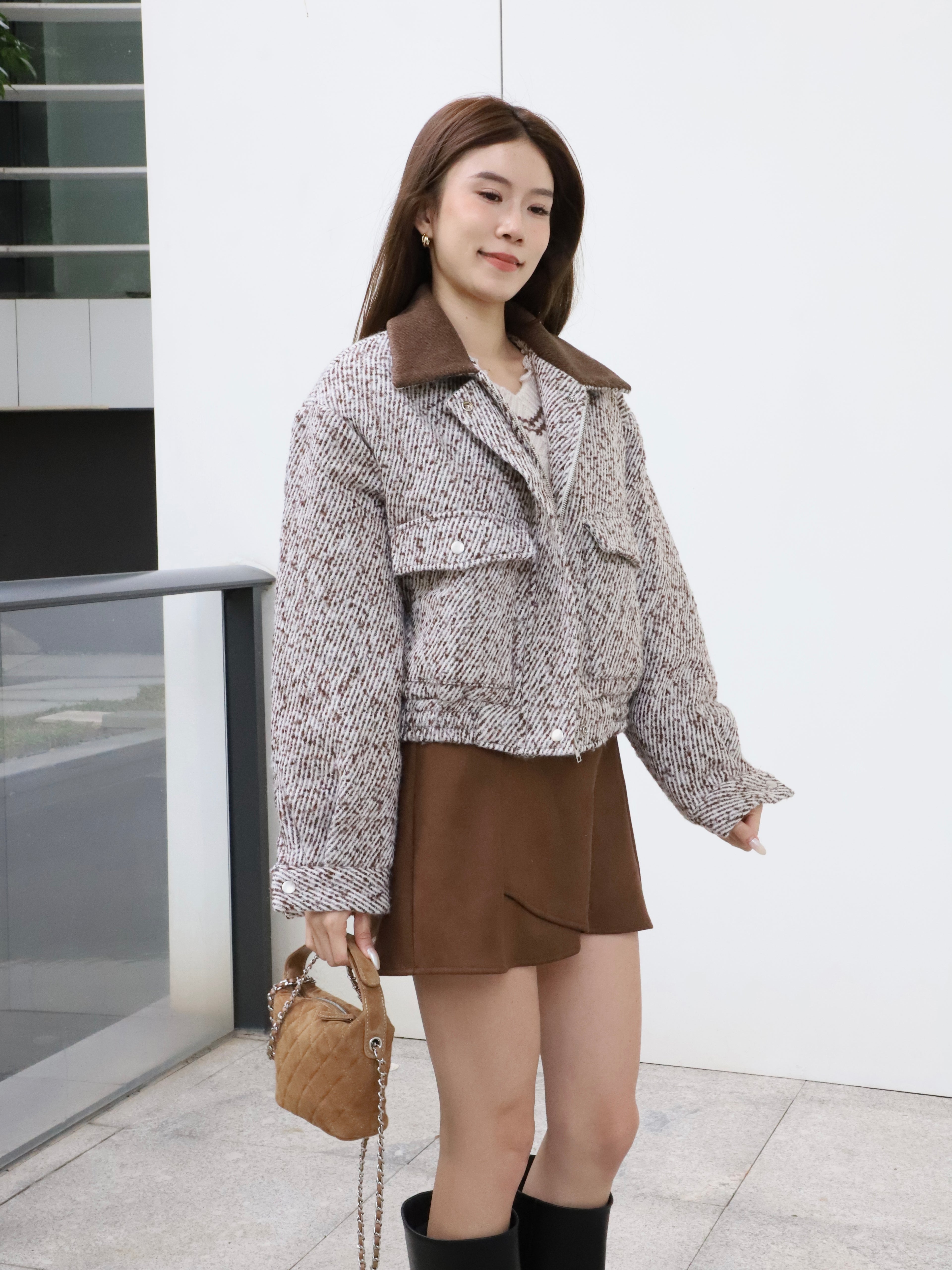 Tweed Style Collar Jacket