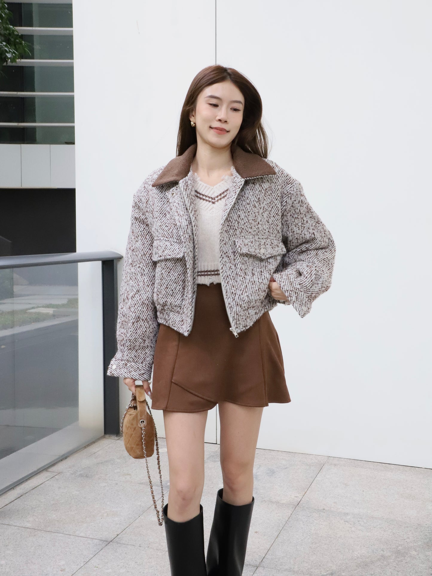 Tweed Style Collar Jacket