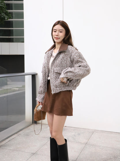 Tweed Style Collar Jacket