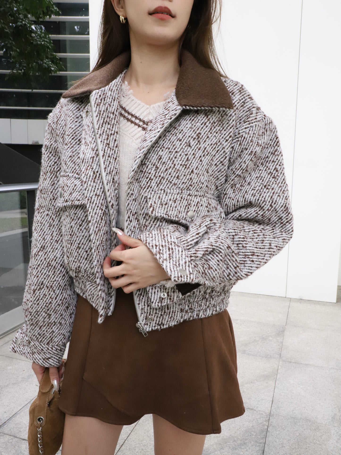 Tweed Style Collar Jacket