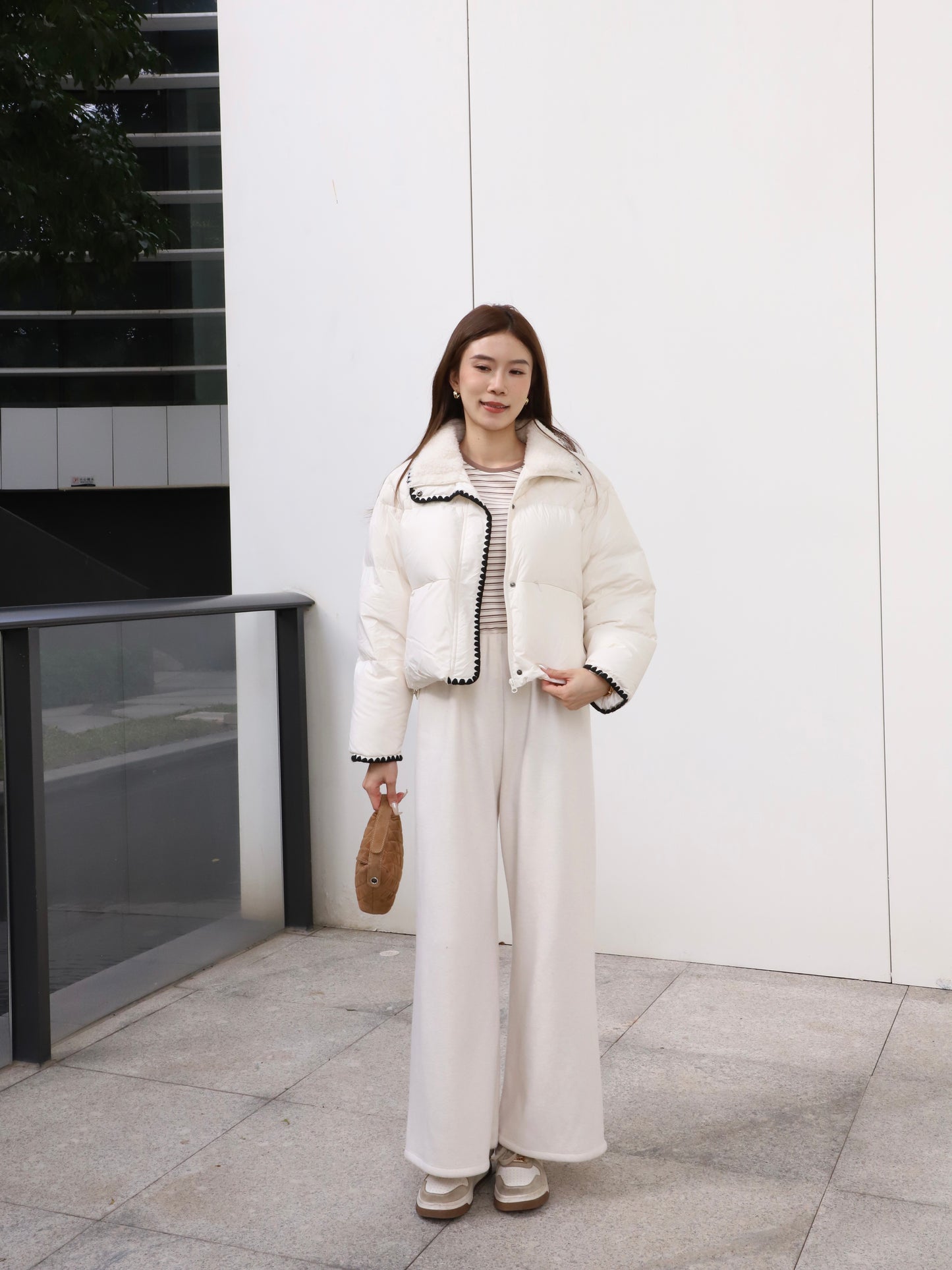 Mix Collar Designed Down Jacket