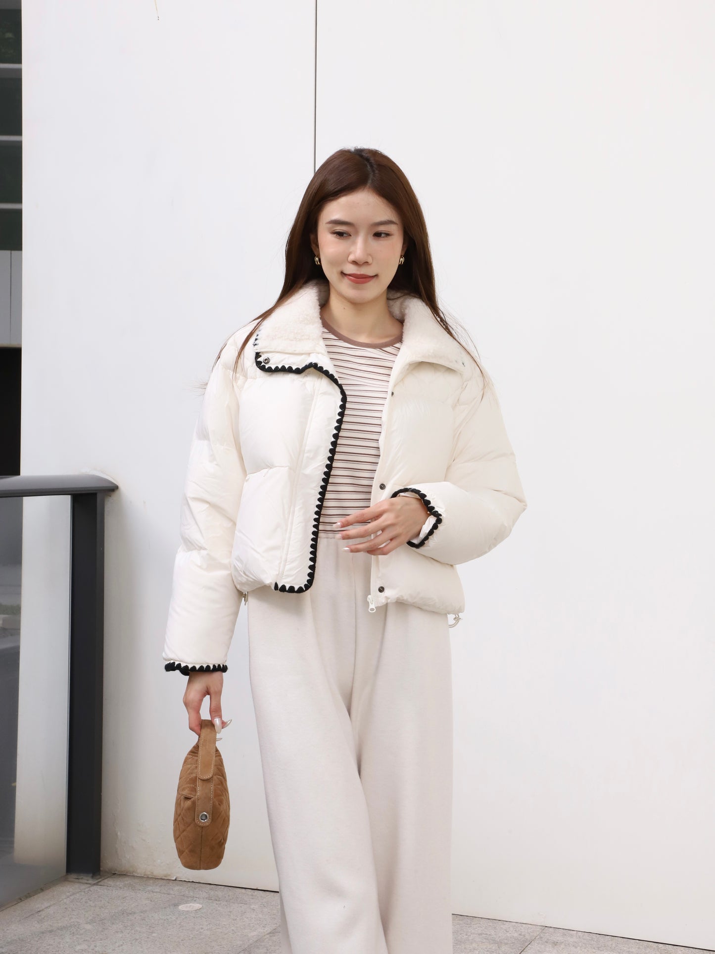 Mix Collar Designed Down Jacket