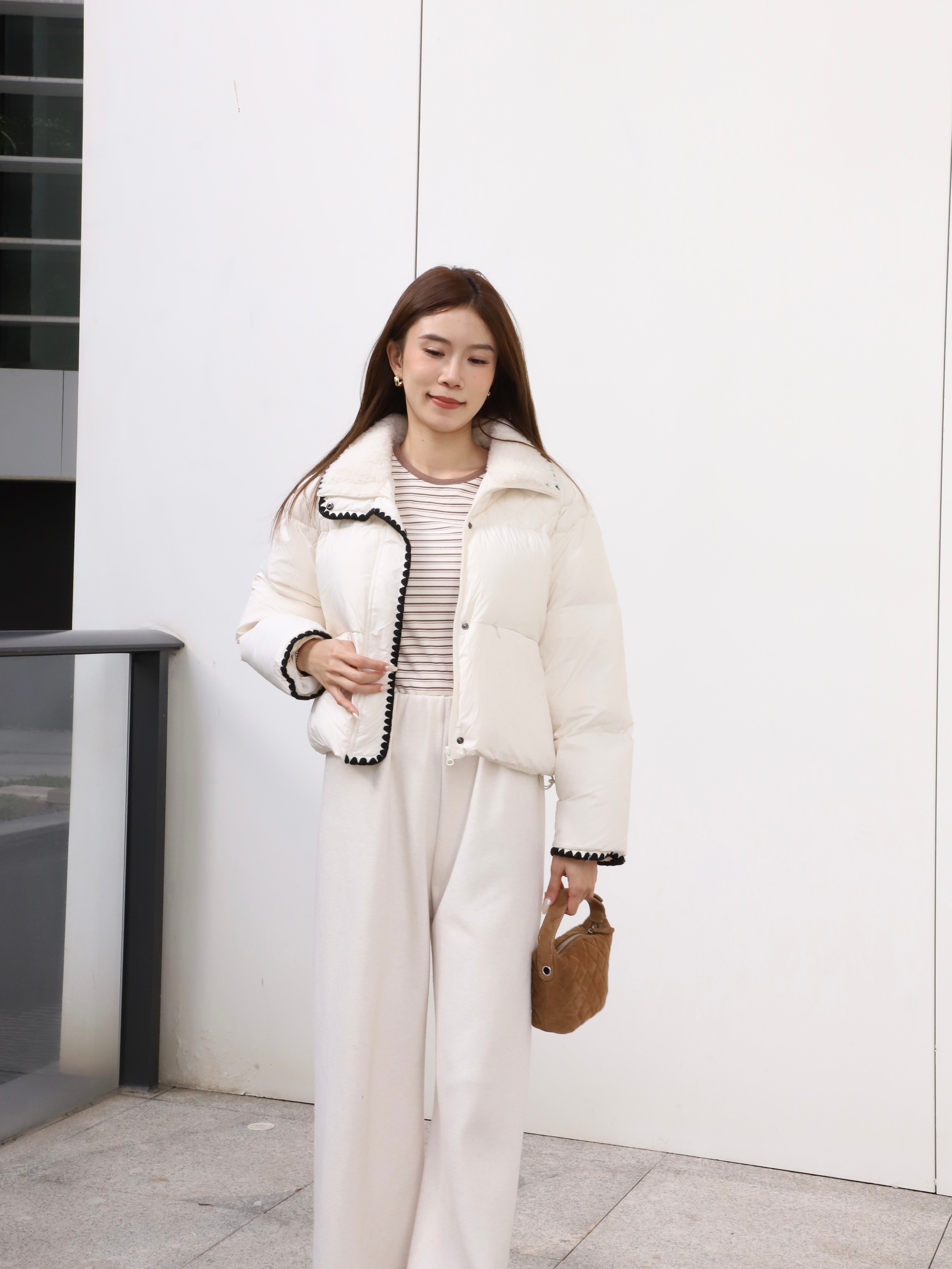 Mix Collar Designed Down Jacket
