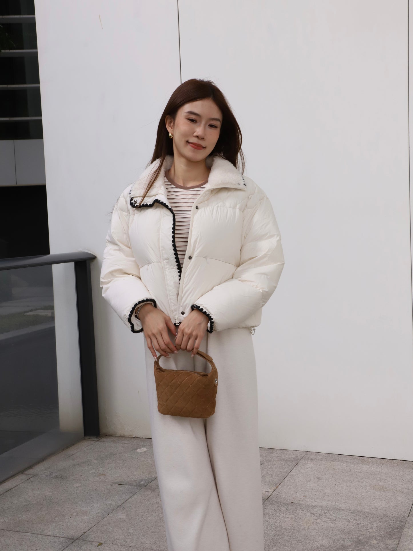 Mix Collar Designed Down Jacket