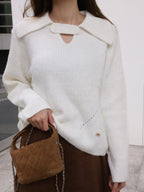 V Button Oversized Sweater