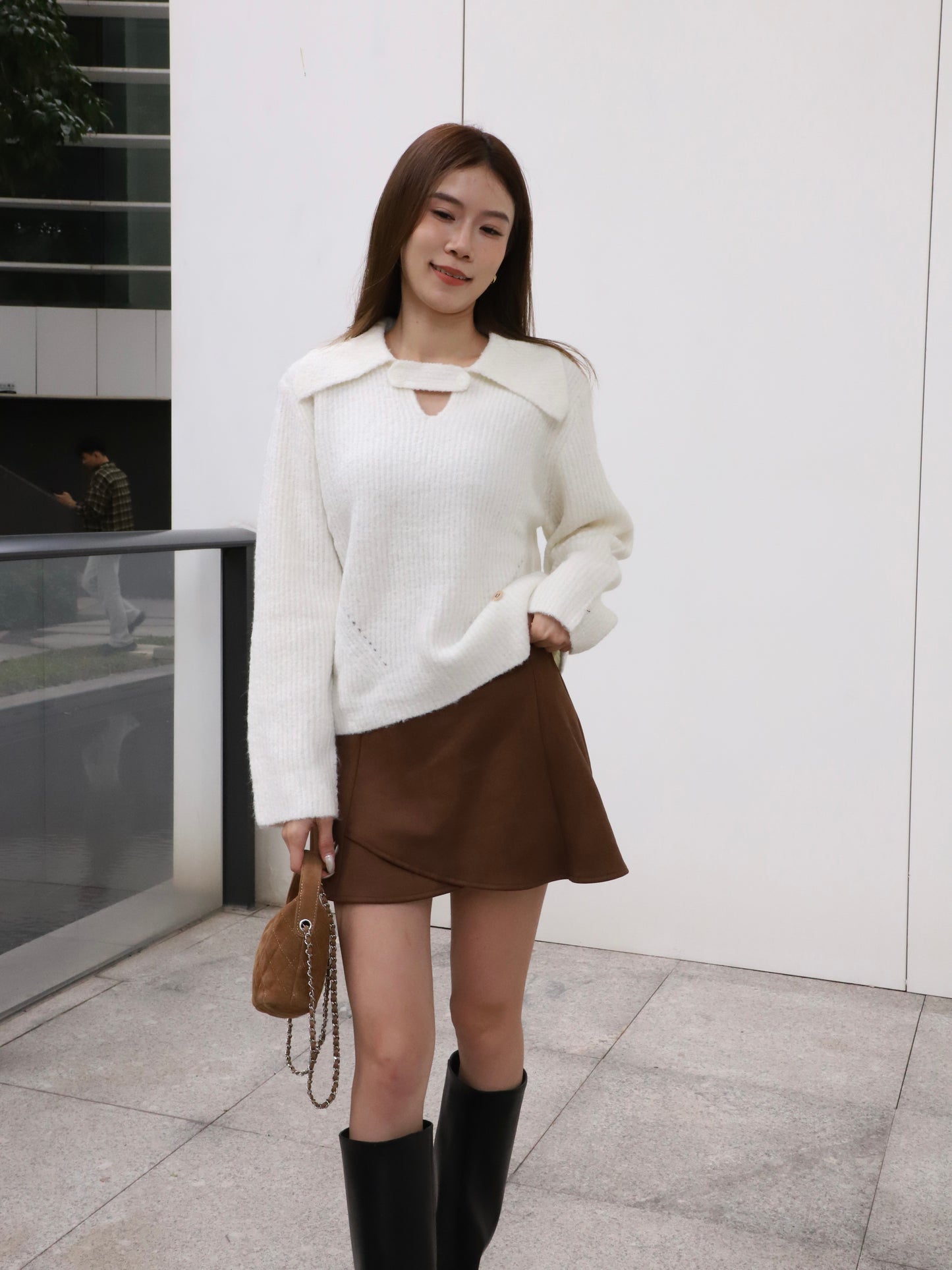 V Button Oversized Sweater