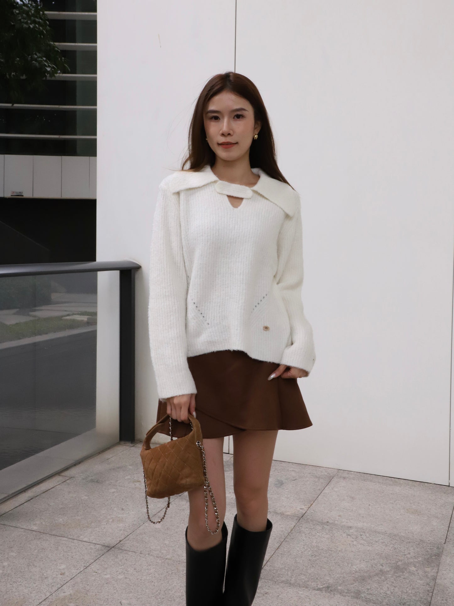 V Button Oversized Sweater