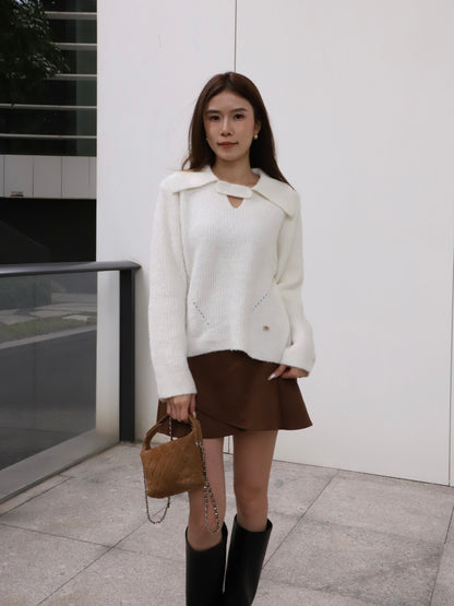V Button Oversized Sweater