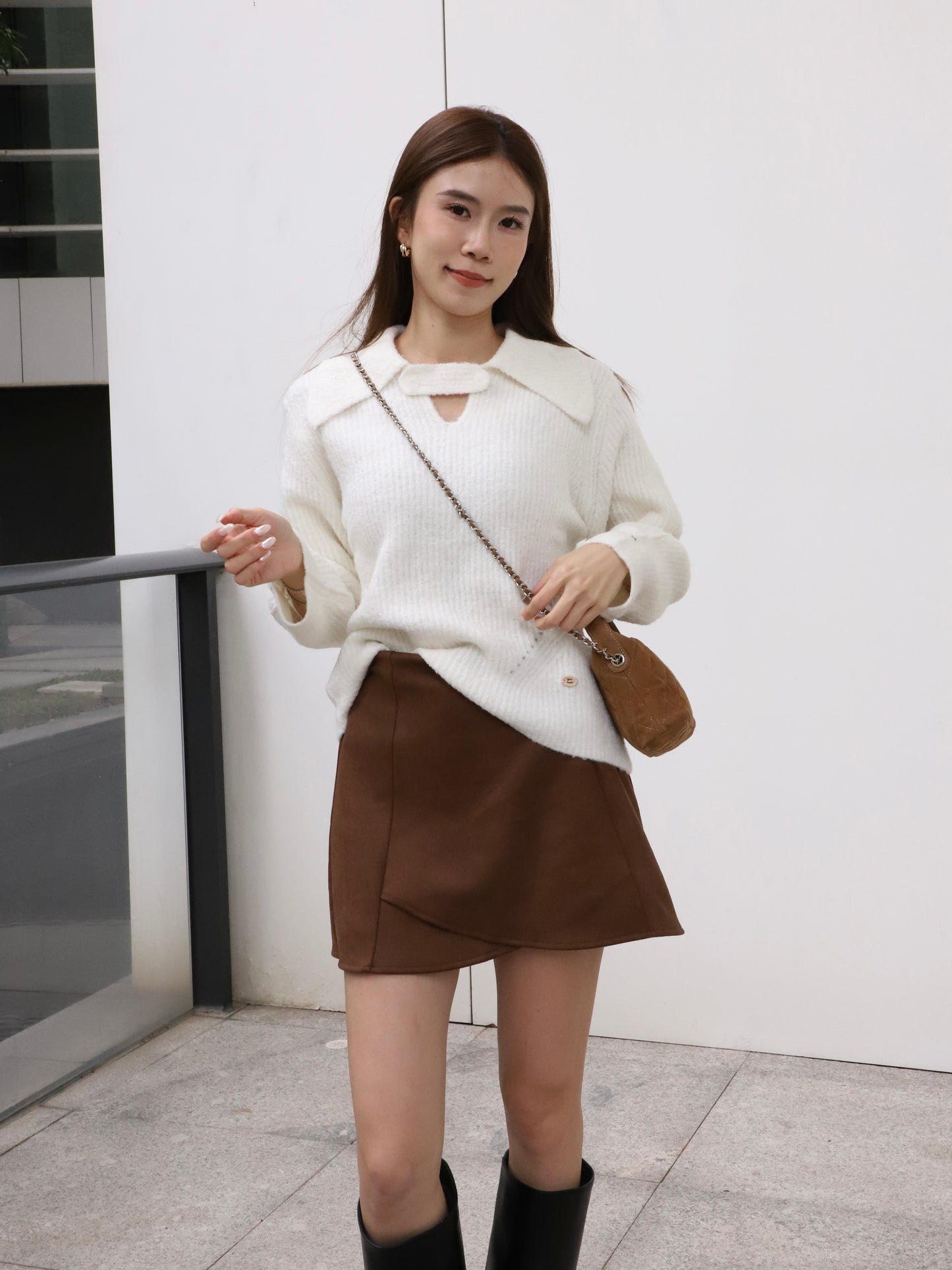 V Button Oversized Sweater