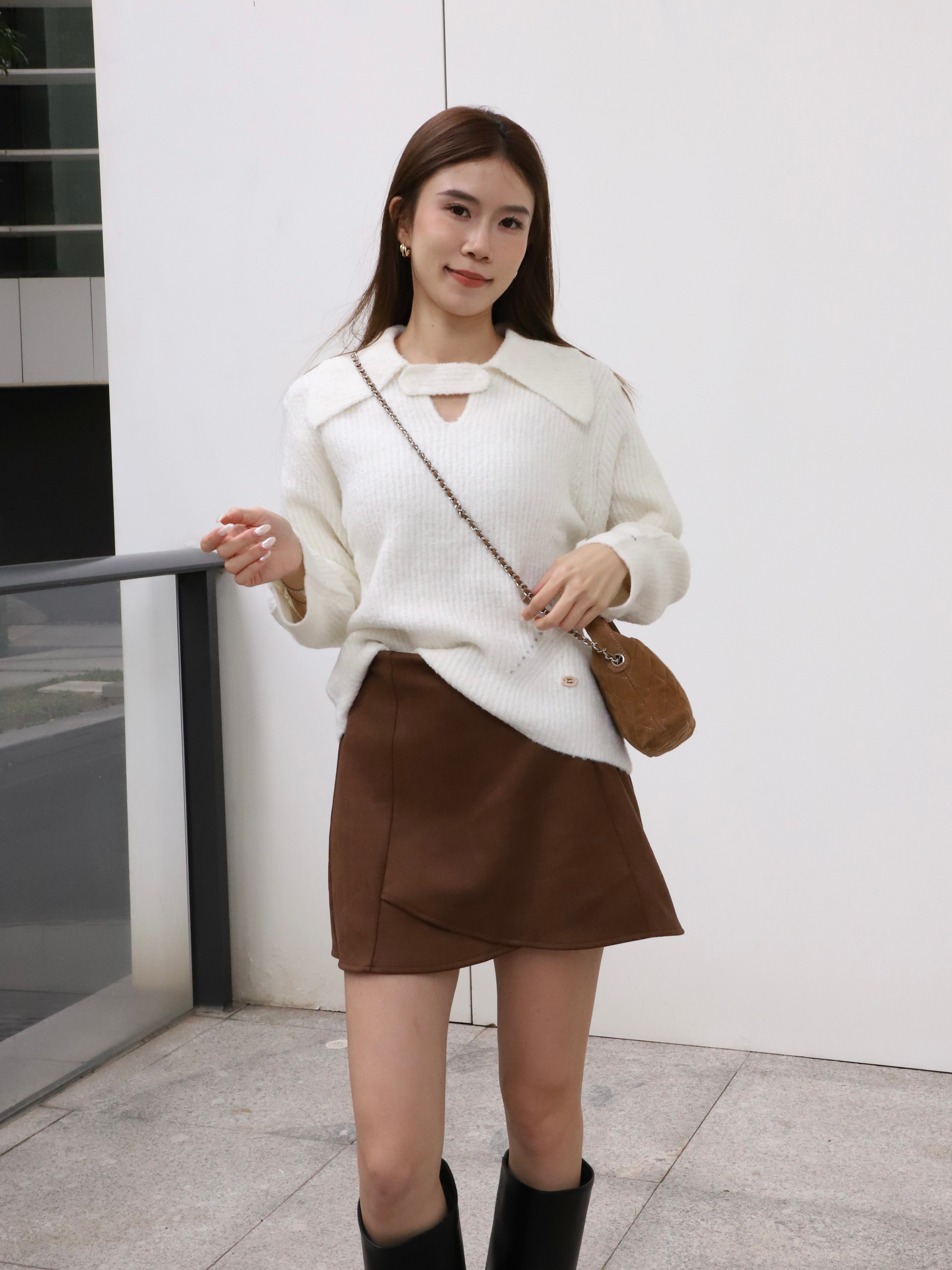 V Button Oversized Sweater