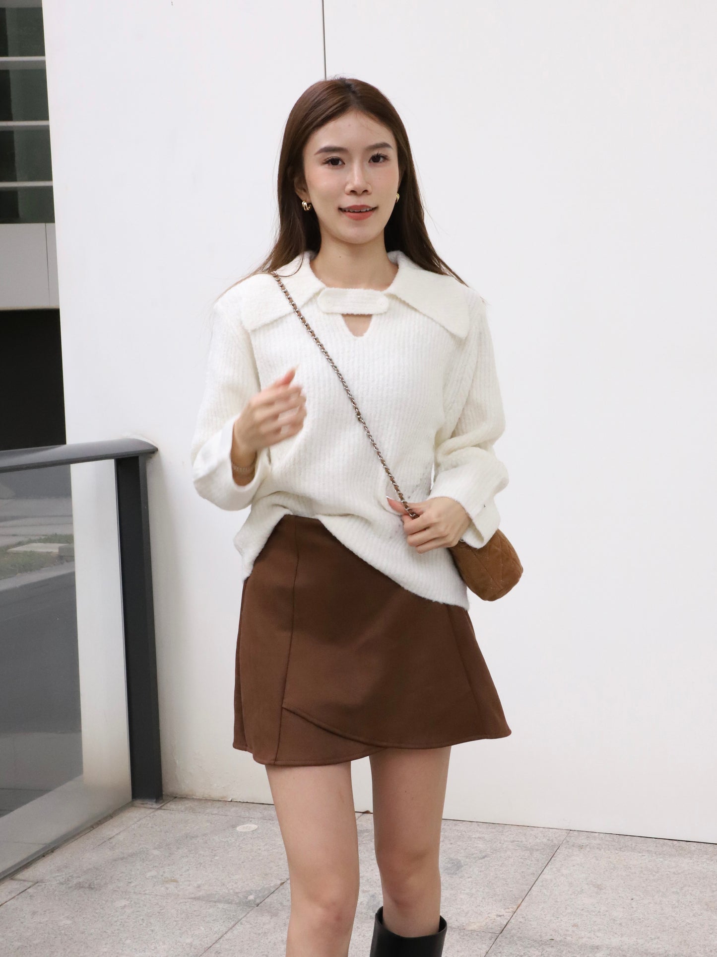 V Button Oversized Sweater