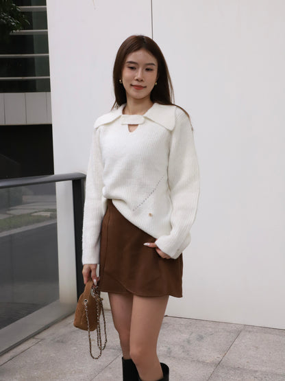 V Button Oversized Sweater