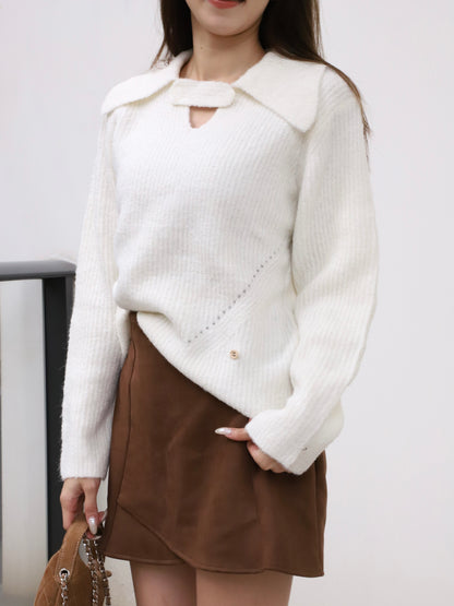 V Button Oversized Sweater