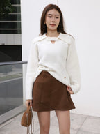 V Button Oversized Sweater