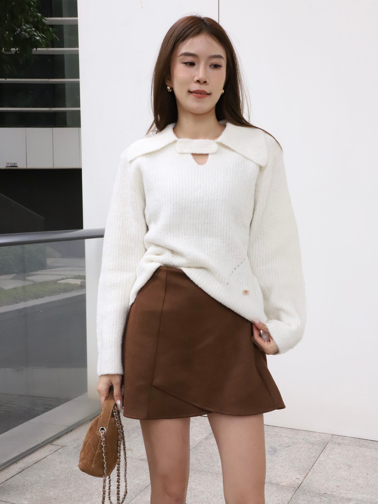 V Button Oversized Sweater