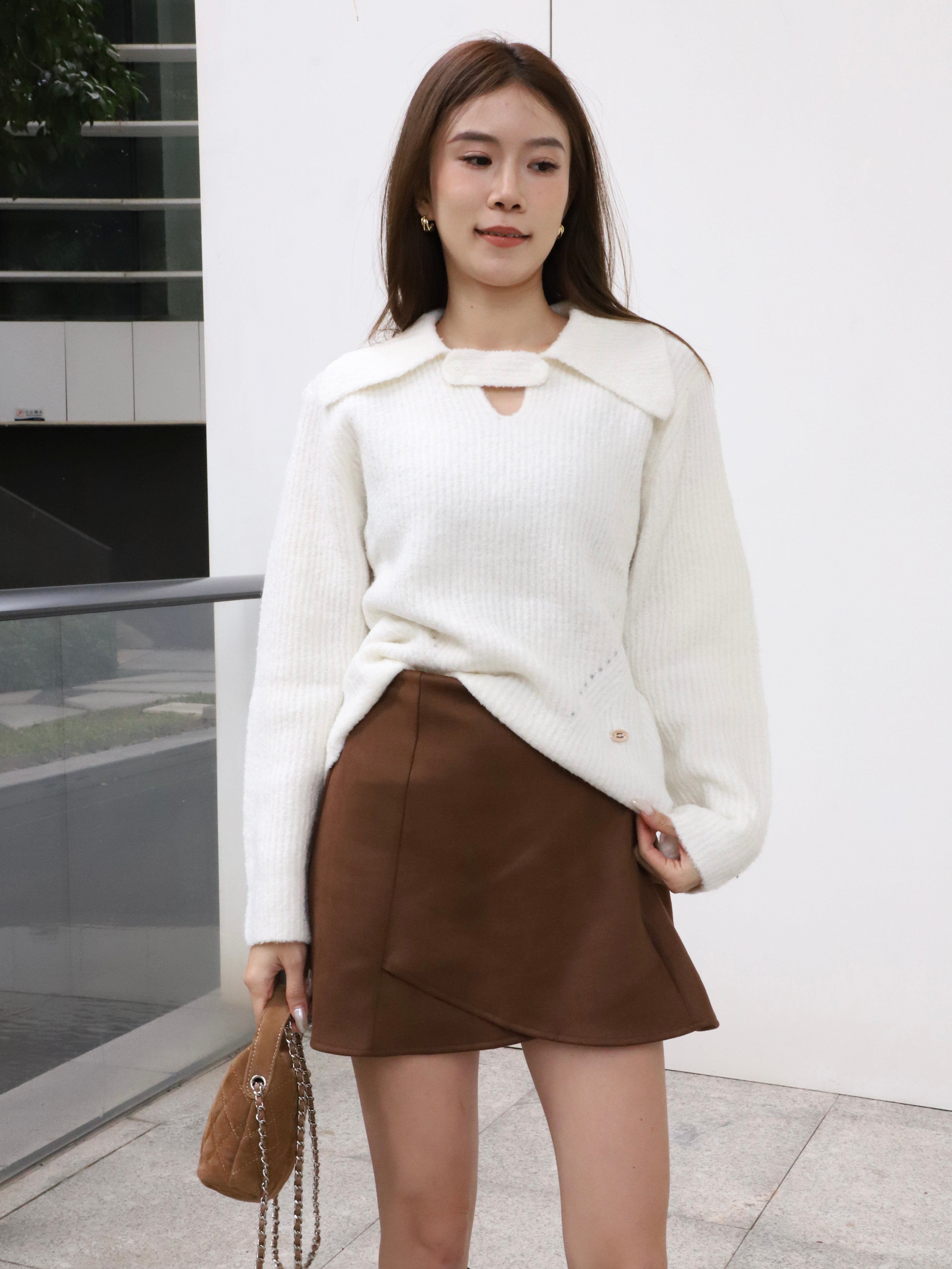 V Button Oversized Sweater
