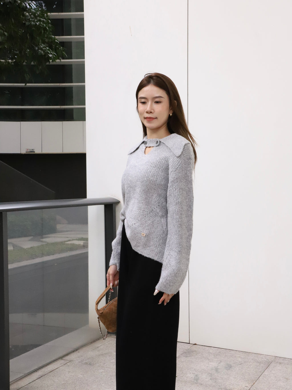 V Button Oversized Sweater