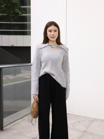 V Button Oversized Sweater