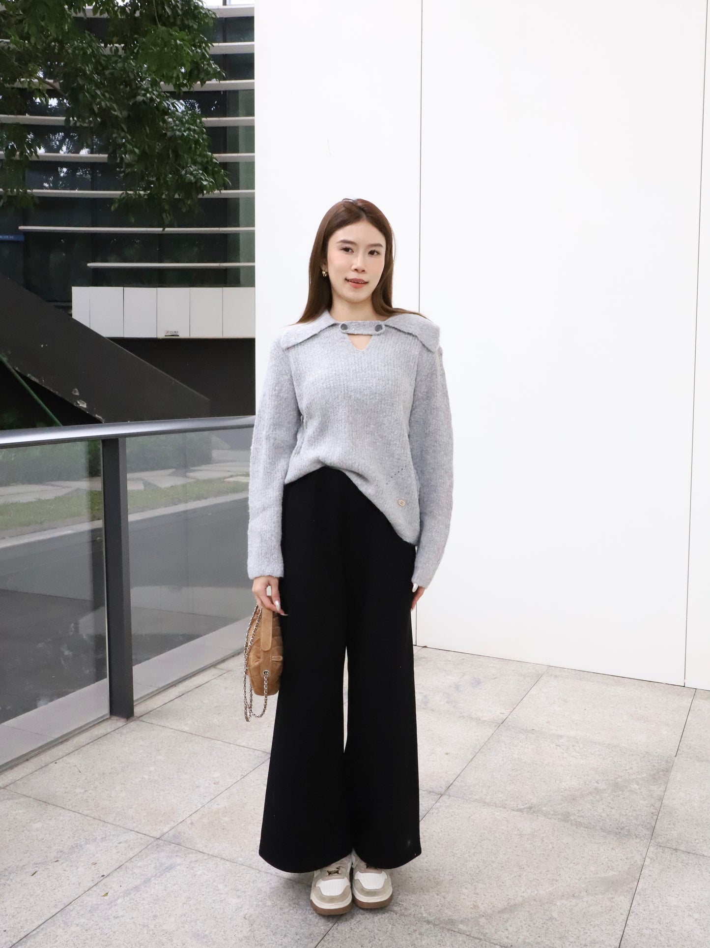 V Button Oversized Sweater