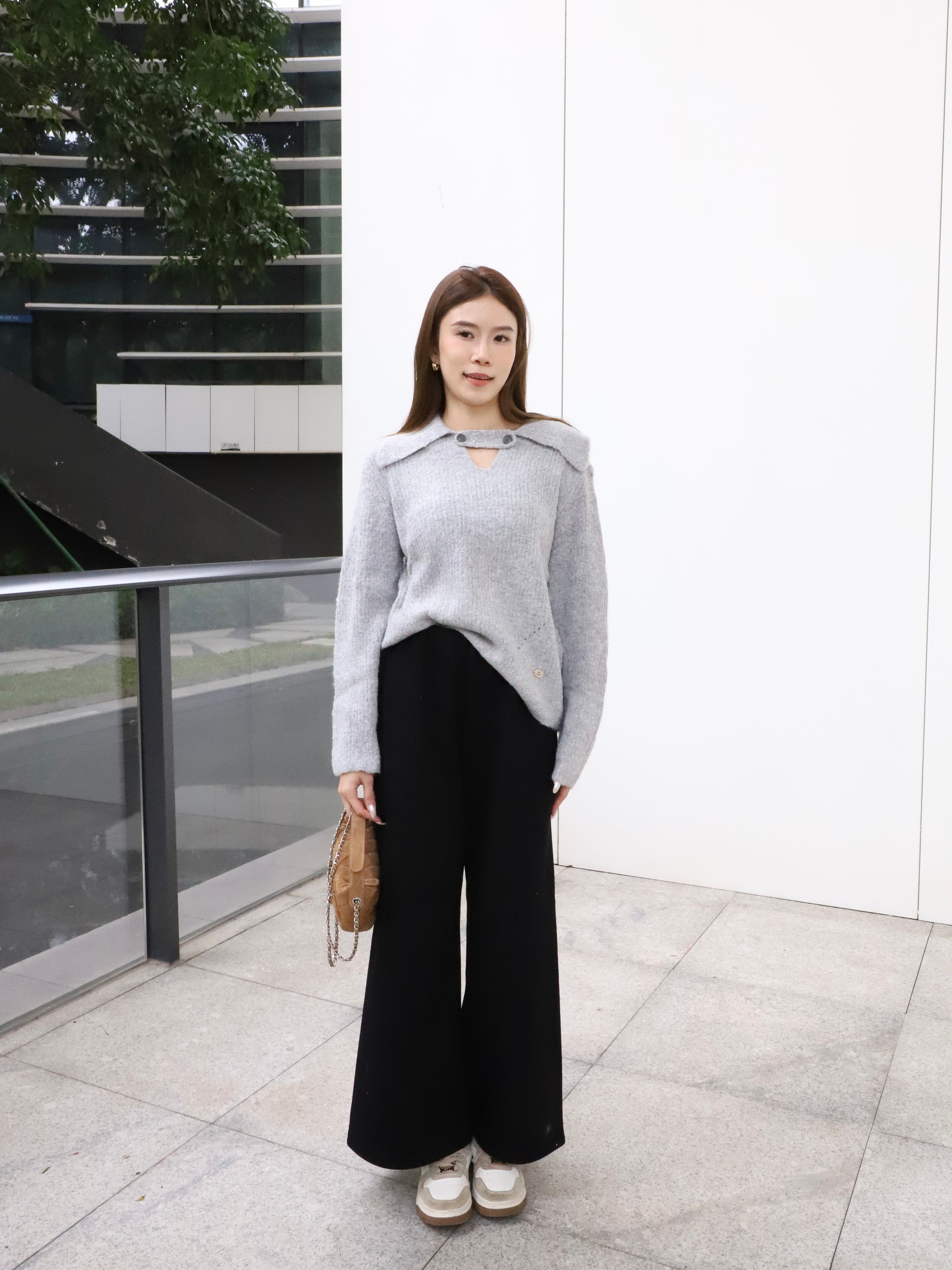 V Button Oversized Sweater