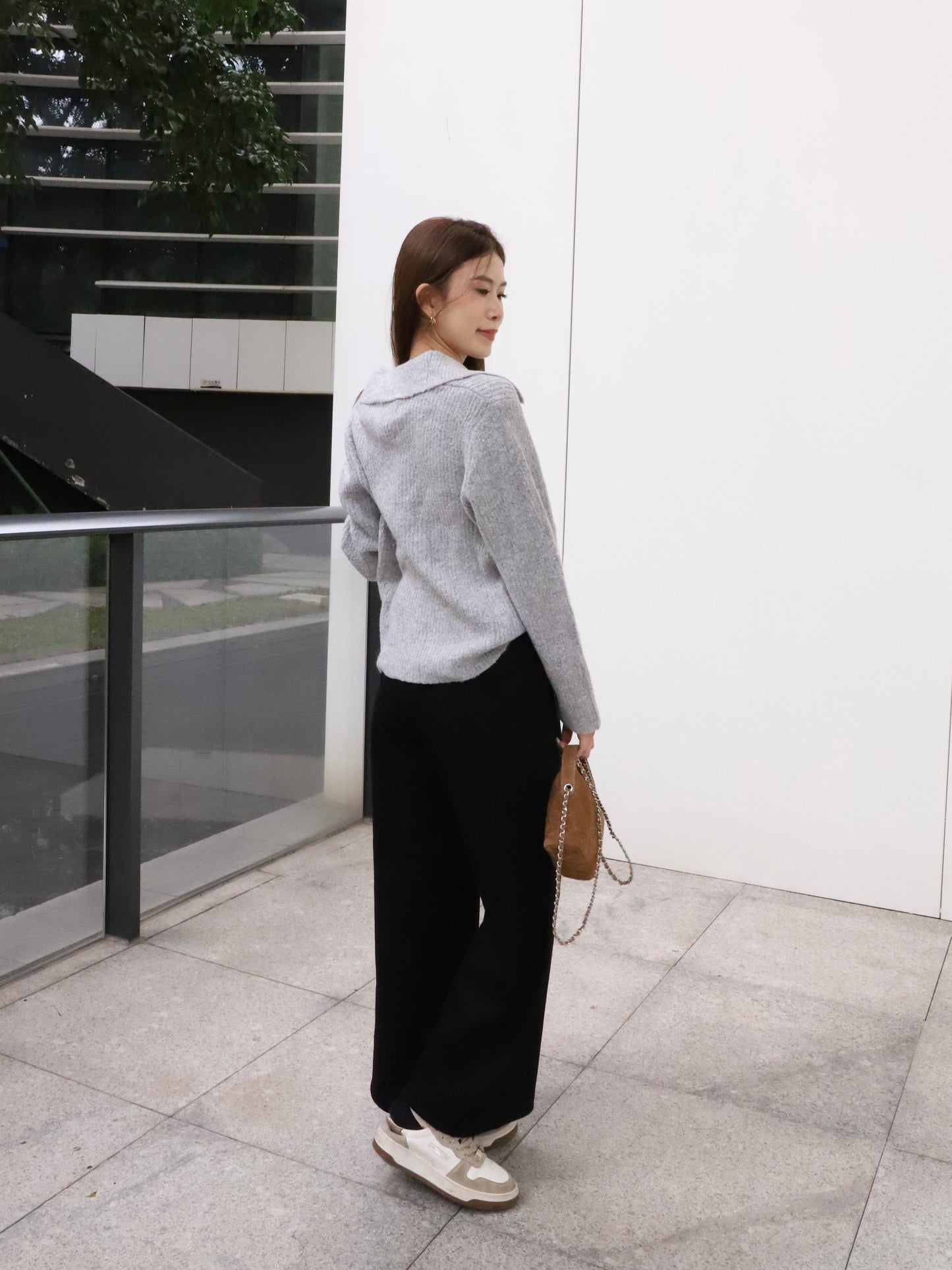 V Button Oversized Sweater