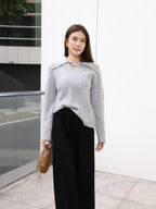 V Button Oversized Sweater