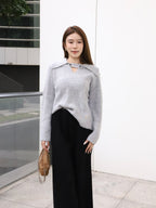 V Button Oversized Sweater