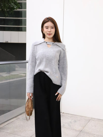 V Button Oversized Sweater