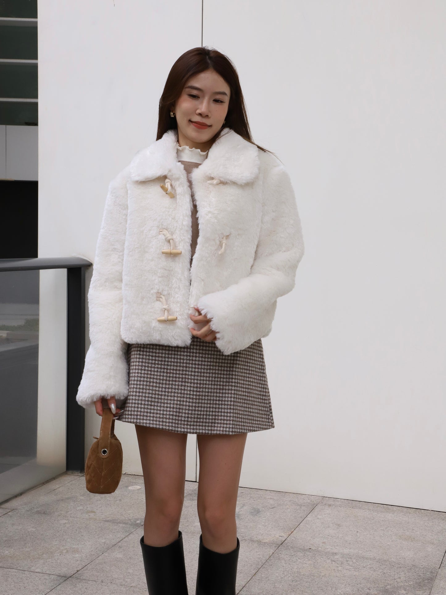 Fluffy Button Jacket
