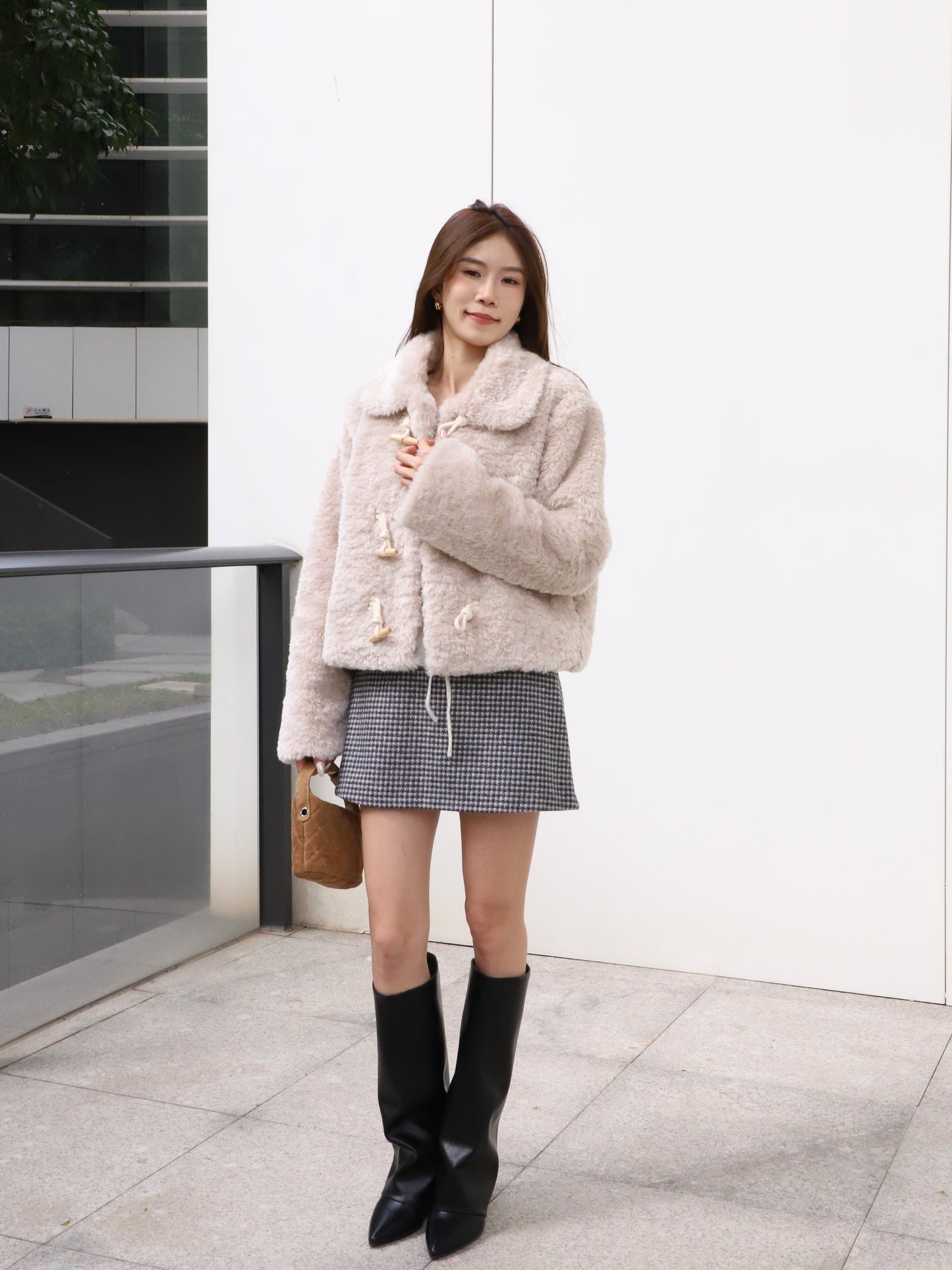 Fluffy Button Jacket