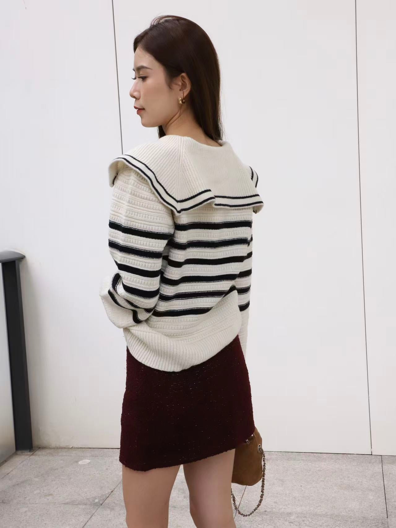 Striped Gold Button Sweater