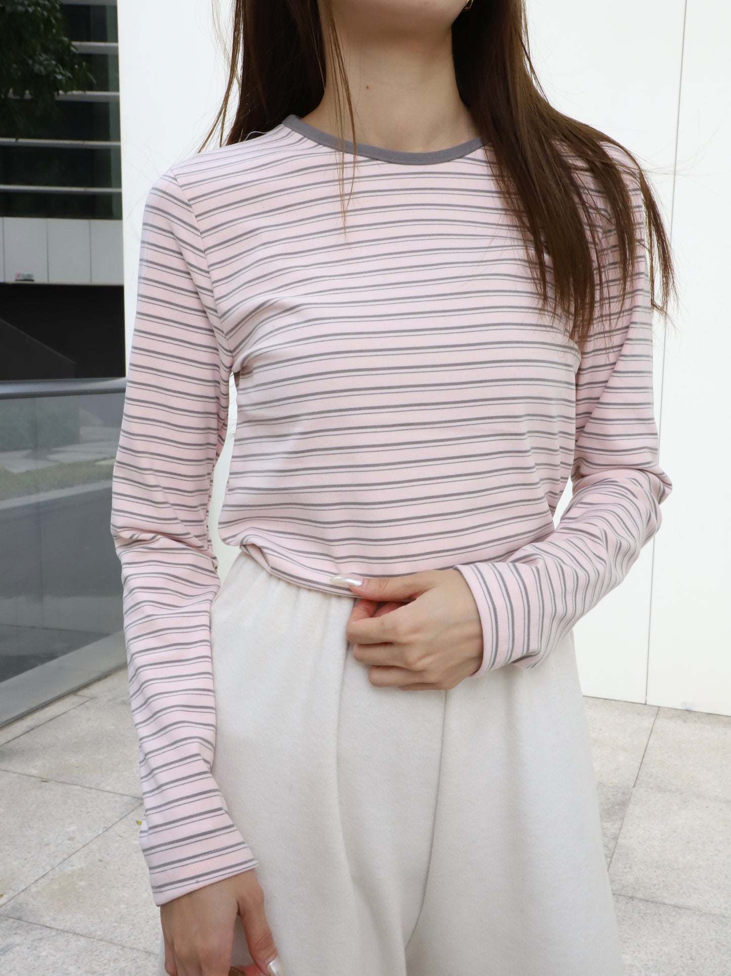 Striped Sheep Like Long Sleeves Top