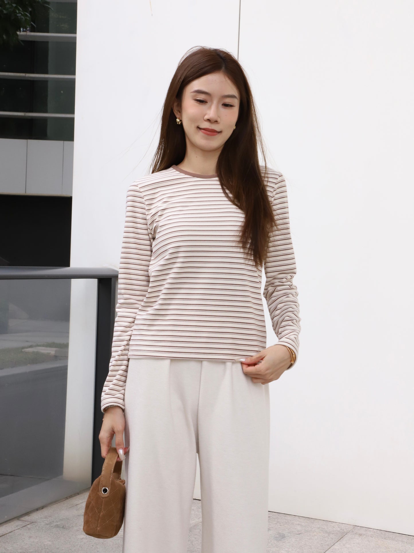 Striped Sheep Like Long Sleeves Top