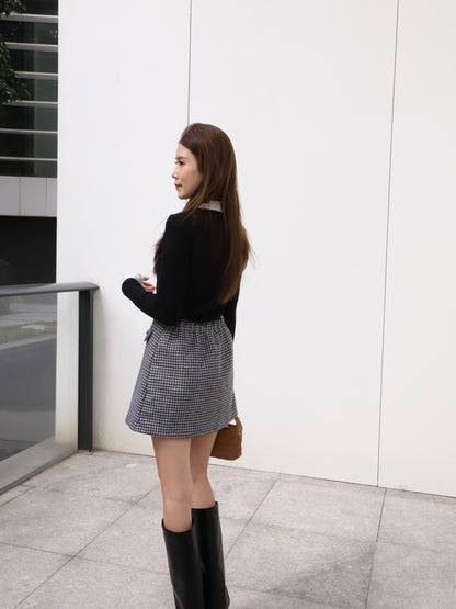 Checked Button Skirt