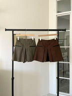 Leather Pleated Skirt Short