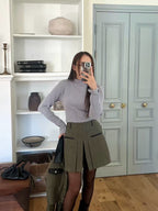 Leather Pleated Skirt Short