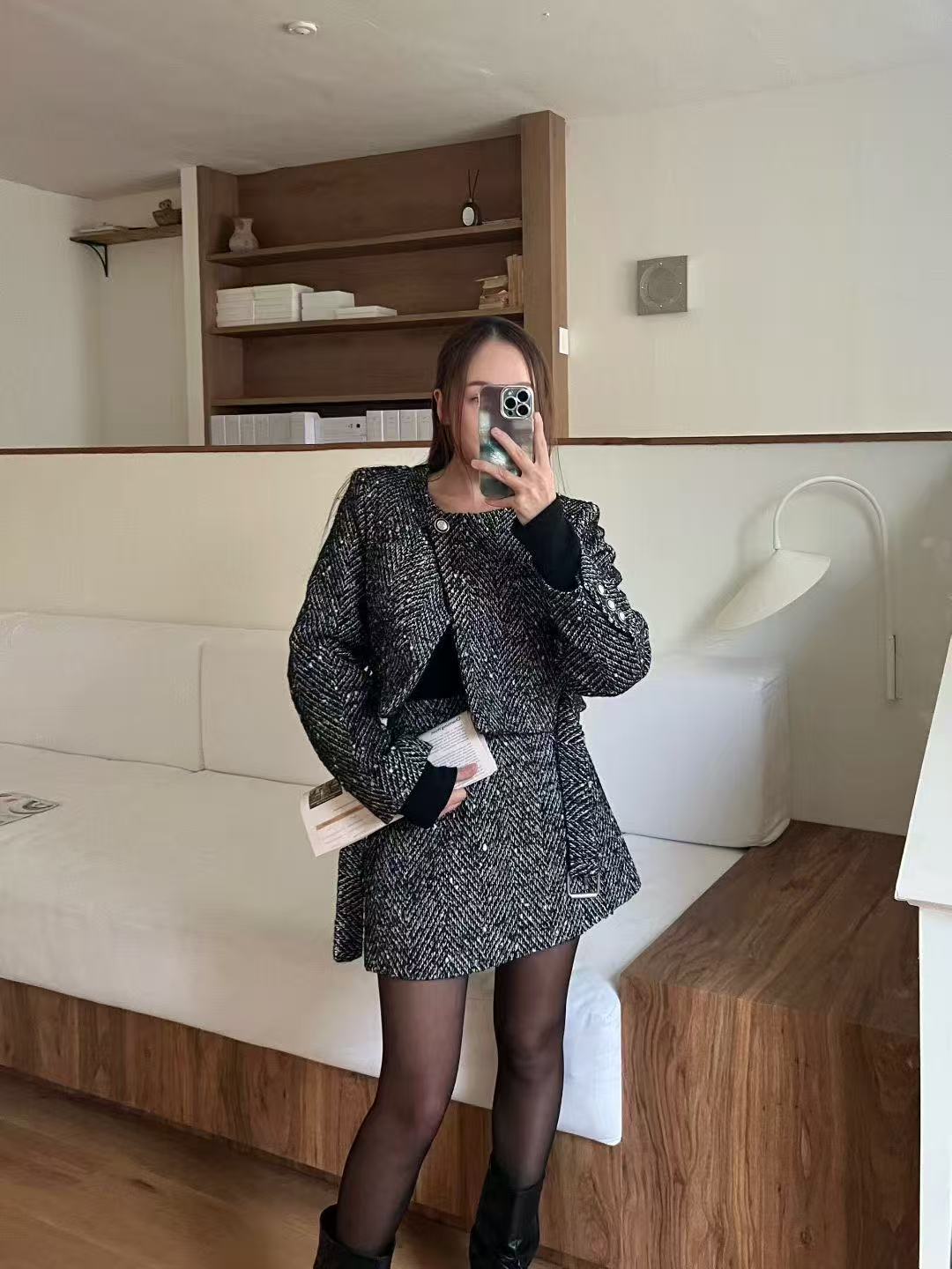 Tweed Snow Cropped Jacket